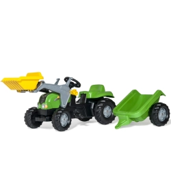 Rolly Toys 023134 Traktor Rolly Kid X z łyżka i przyczepa Zielony