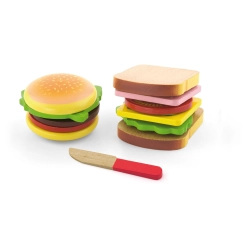 Viga 50810 Drewniany Zestaw do krojenia – hamburger i kanapka