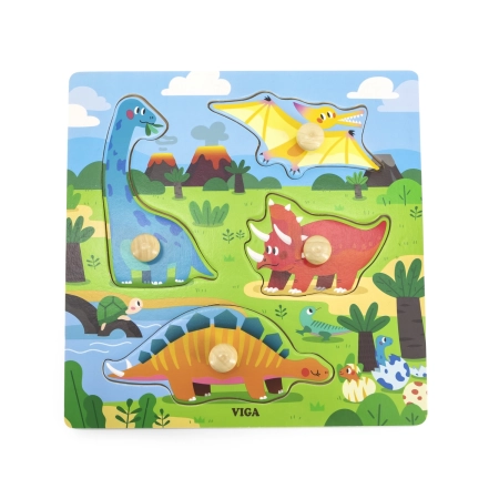 Viga 44596 Drewniane Puzzle z uchwytami - Dinozaury