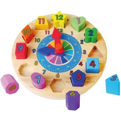 Viga Drewniany edukacyjny zegar Sorter kształtów 59235vg
