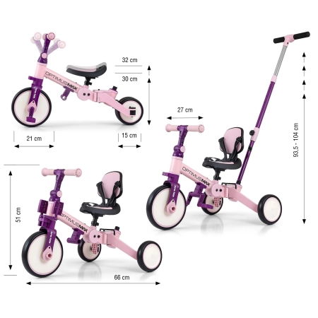 Milly Mally Rowerek 5w1 Optimus Max Pink