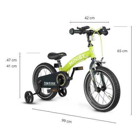 Qplay Rowerek Dziecięcy - Rowerek Biegowy Miniby 14 cali Green