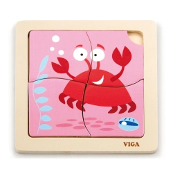 Viga 50146 Drewniane Puzzle na podkładce - krab