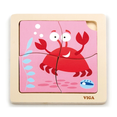 Viga 50146 Drewniane Puzzle na podkładce - krab