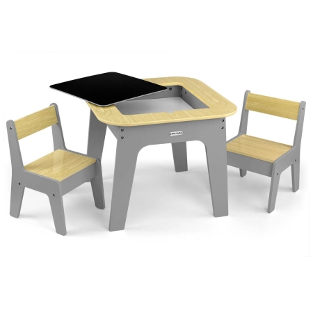Milly Mally Zestaw mebli Olaf Blocks - Stolik i dwa krzesełka Dark Grey