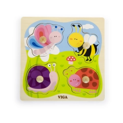 Viga 50131 Drewniane Puzzle na podkładce - owady