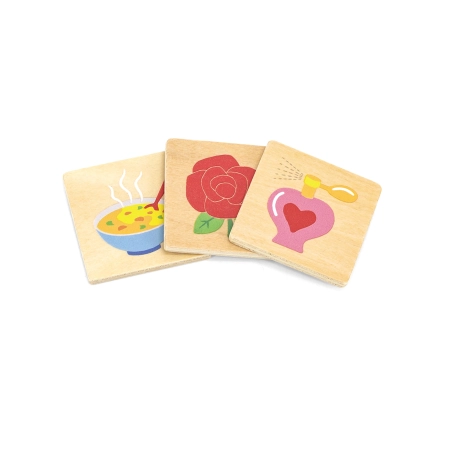 Viga 44507 Drewniane Puzzle - zestaw do nauki zmysłów