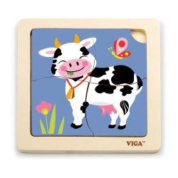 Viga 51313 Drewniane Puzzle na podkładce - Krówka