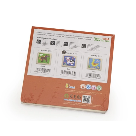 Viga 51313 Drewniane Puzzle na podkładce - Krówka