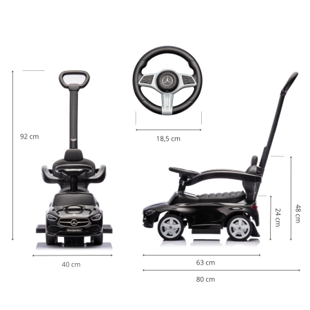 Milly Mally Pojazd z rączką MERCEDES C-Class Deluxe Black