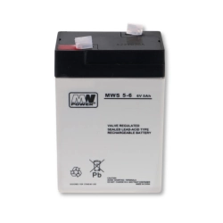 Akumulator AGM 6 V 5 Ah 3-5 lat 70 × 47 × 107 mm 0,80 kg Faston 187 MWS 5-6