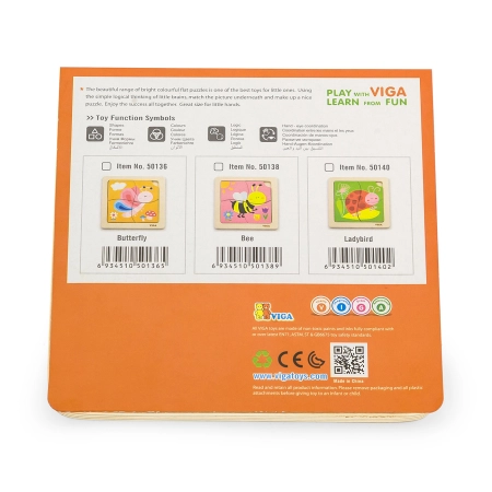 Viga 50136 Drewniane Puzzle na podkładce - motylek