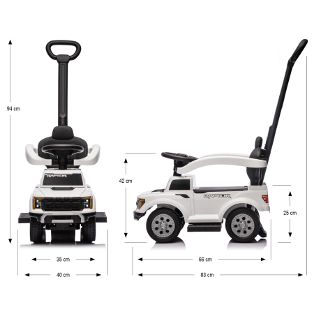 Milly Mally Pojazd z rączką Ford F-150 3w1 White