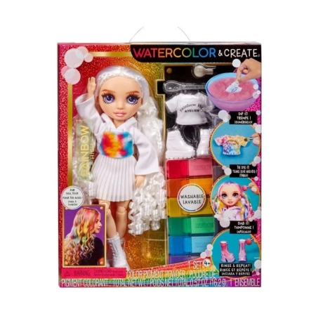 MGA 507581  Rainbow High Watercolor And Create Lalka Do Malowania Z Fioletowymi Oczami