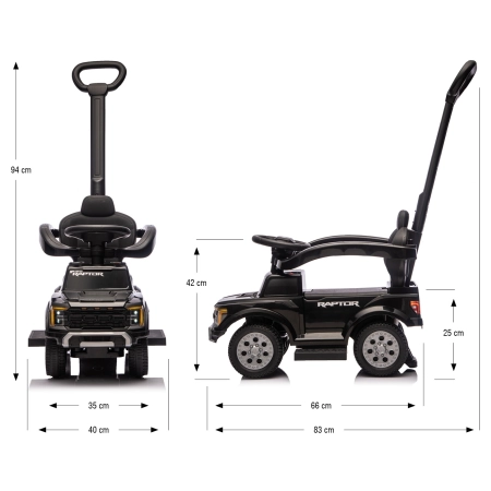 Milly Mally Pojazd z rączką Ford F-150 3w1 Black