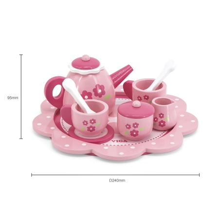 Viga 44543 Drewniany Serwis do herbaty i kawy pink flower