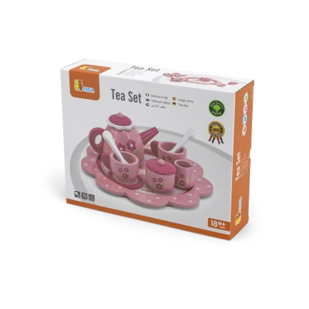Viga 44543 Drewniany Serwis do herbaty i kawy pink flower