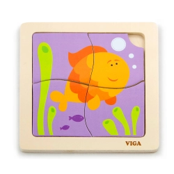 Viga 50144 Drewniane Puzzle na podkładce - rybka