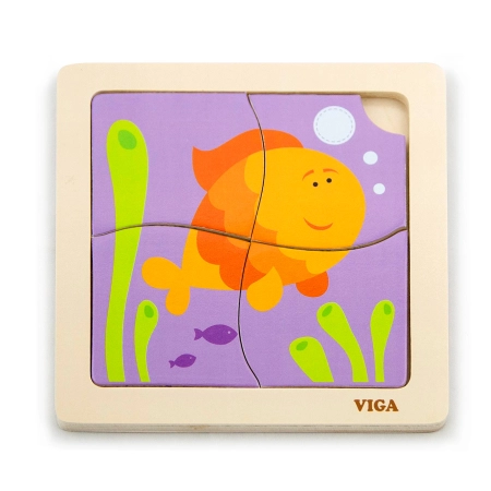 Viga 50144 Drewniane Puzzle na podkładce - rybka