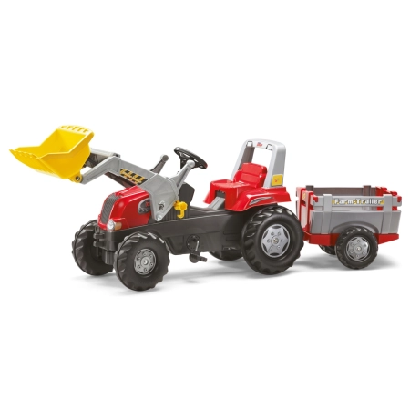 Rolly Toys 811397 Traktor Rolly Junior RT z przyczepą i łyżka Czerwony