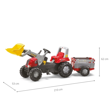 Rolly Toys 811397 Traktor Rolly Junior RT z przyczepą i łyżka Czerwony