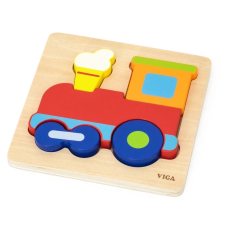 Viga 44783 Drewniane puzzle – lokomotywa