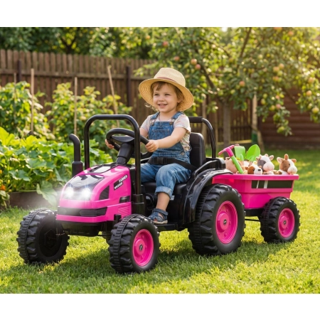 Milly Mally Pojazd na akumulator Traktor z przyczepą Farmer Pink