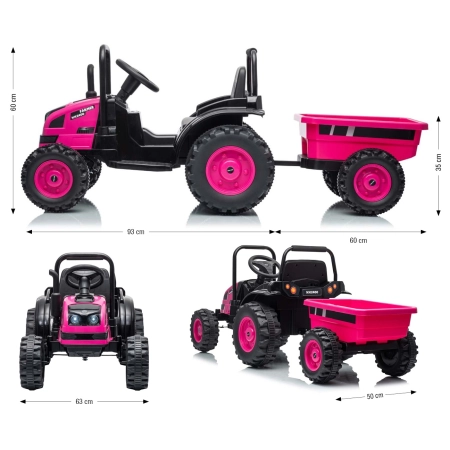 Milly Mally Pojazd na akumulator Traktor z przyczepą Farmer Pink