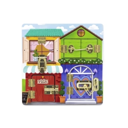 Viga 44653 Drewniana Tablica manipulacyjna otwórz i zamknij - Domek