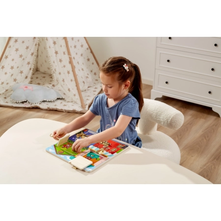 Viga 44653 Drewniana Tablica manipulacyjna otwórz i zamknij - Domek
