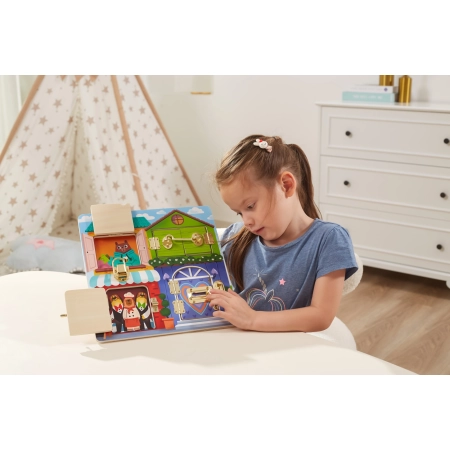 Viga 44653 Drewniana Tablica manipulacyjna otwórz i zamknij - Domek