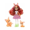 Mattel Enchantimals HNT60 Zestaw Lalka Fennec Fox i Rodzina Lisków