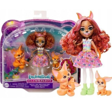 Mattel Enchantimals HNT60 Zestaw Lalka Fennec Fox i Rodzina Lisków