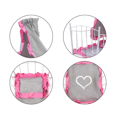 Milly Mally Łóżeczko-Kołyska dla lalek Lily z baldachimem Prestige Pink