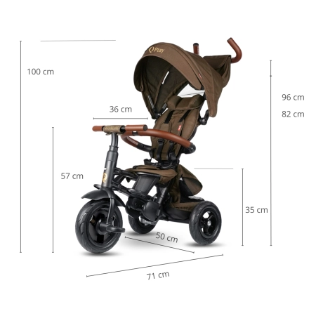 Qplay Rowerek Trójkołowy Rito Deluxe Rubber Brown