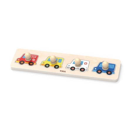 Viga 44535 Drewniane Pierwsze puzzle z uchwytami - auta