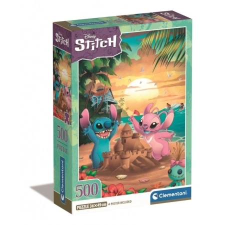 Clementoni Puzzle 500el Compact Stitch. Stitch i Angel na plaży 35547