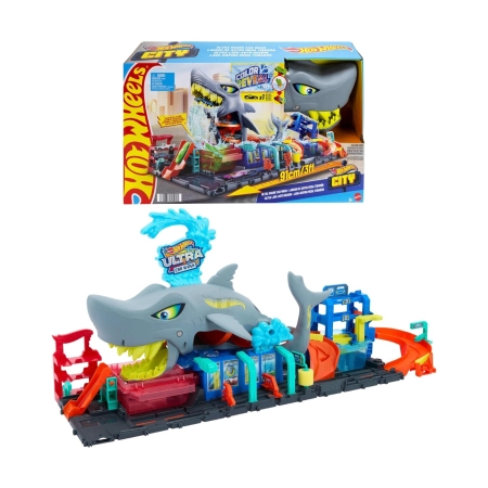 Mattel HTN82 Hot Wheels City Zestaw Ultra Myjnia z Rekinem