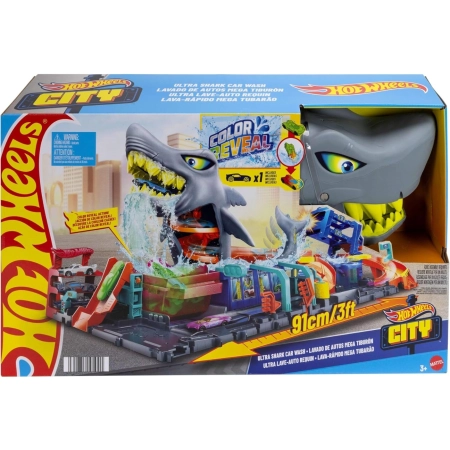 Mattel HTN82 Hot Wheels City Zestaw Ultra Myjnia z Rekinem