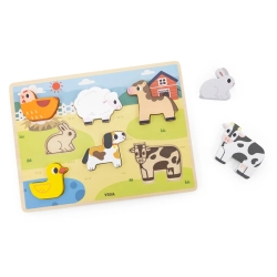 Viga 44702 Drewniane Puzzle na podkładce 7 elementów- farma