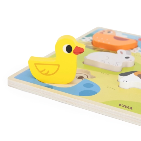 Viga 44702 Drewniane Puzzle na podkładce 7 elementów- farma