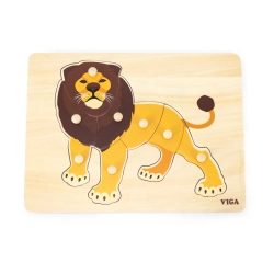 Viga 44602 Drewniane Puzzle na podkładce z uchwytami - Lew