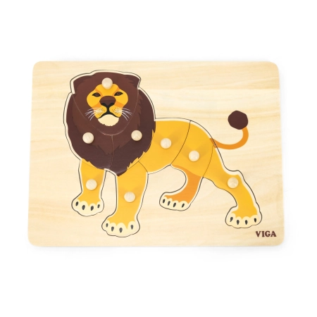 Viga 44602 Drewniane Puzzle na podkładce z uchwytami - Lew