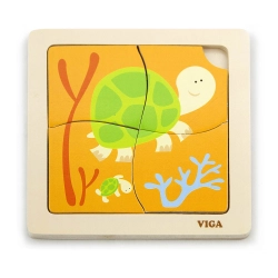 Viga 50143 Drewniane Puzzle na podkładce - żółwiki