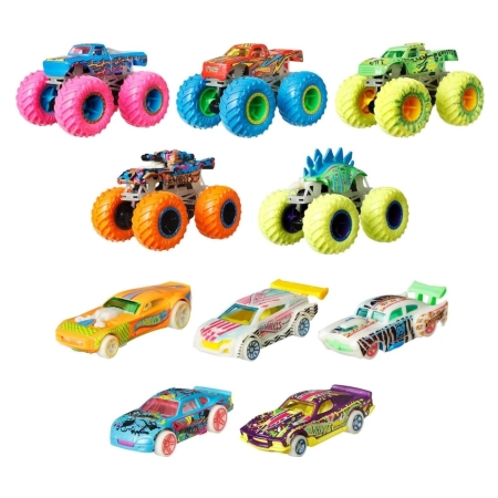 Mattel HCB57 Hot Wheels Monster Trucks Zestaw Świecący w Ciemności