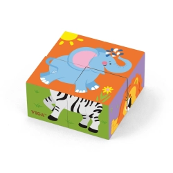 Viga 50836 Drewniane Kostki puzzle - zoo