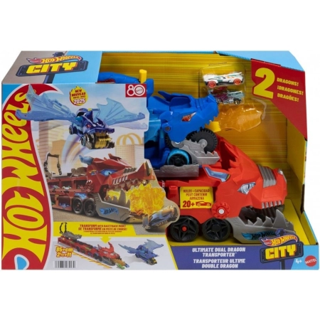 Mattel JBM72 Hot Wheels Transporter Podwójny Smok