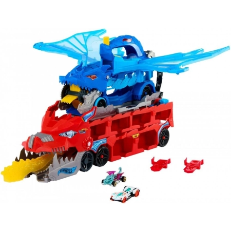 Mattel JBM72 Hot Wheels Transporter Podwójny Smok
