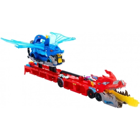 Mattel JBM72 Hot Wheels Transporter Podwójny Smok