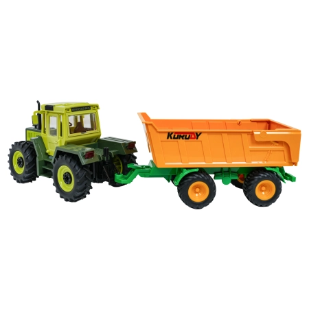 Traktor Zielony 1:24 z Pilotem Mercedes Benz + Żółta Przyczepa